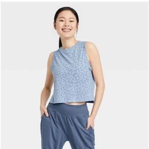 NWT All in Motion XL Light Blue Chopped Active Tank Top Sleeveless Racerback